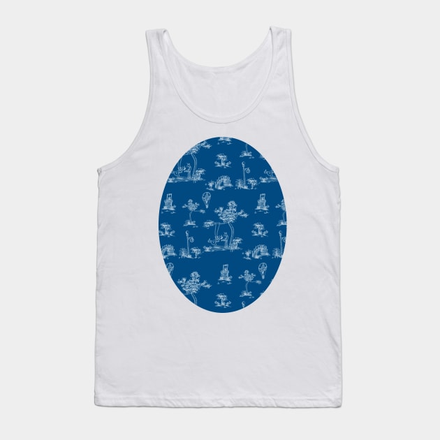 Toile Blue Unicorn Tank Top by Thatssounicorny